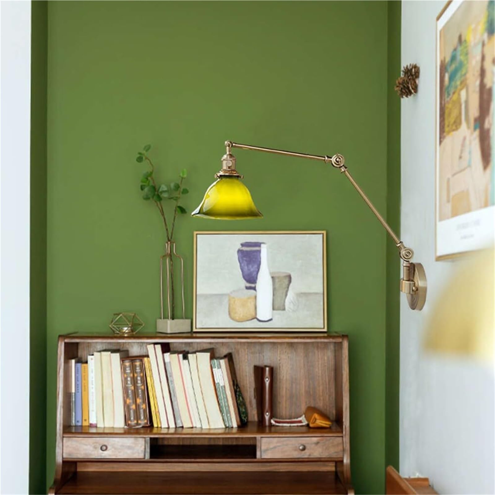 Lampada da Parete Vintage Industriale con Luce in Vetro per Interni, Applique in Ottone con Base E27, Luce Girevole a 180 Gradi per Camera da Letto, Soggiorno, Comodino