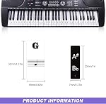 Piano Keyboard Stickers Removable for 88/61/54/49/37 Keys, Piano Key Stickers Keyboard Note Labels Sticker for Beginners Kids
