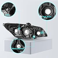 Vista 4 de Reemplazo del conjunto de faros delanteros para Honda Civic 2014-2015 de 2 puertas Coupé, carcasa negra, reflector ámbar (L+R)