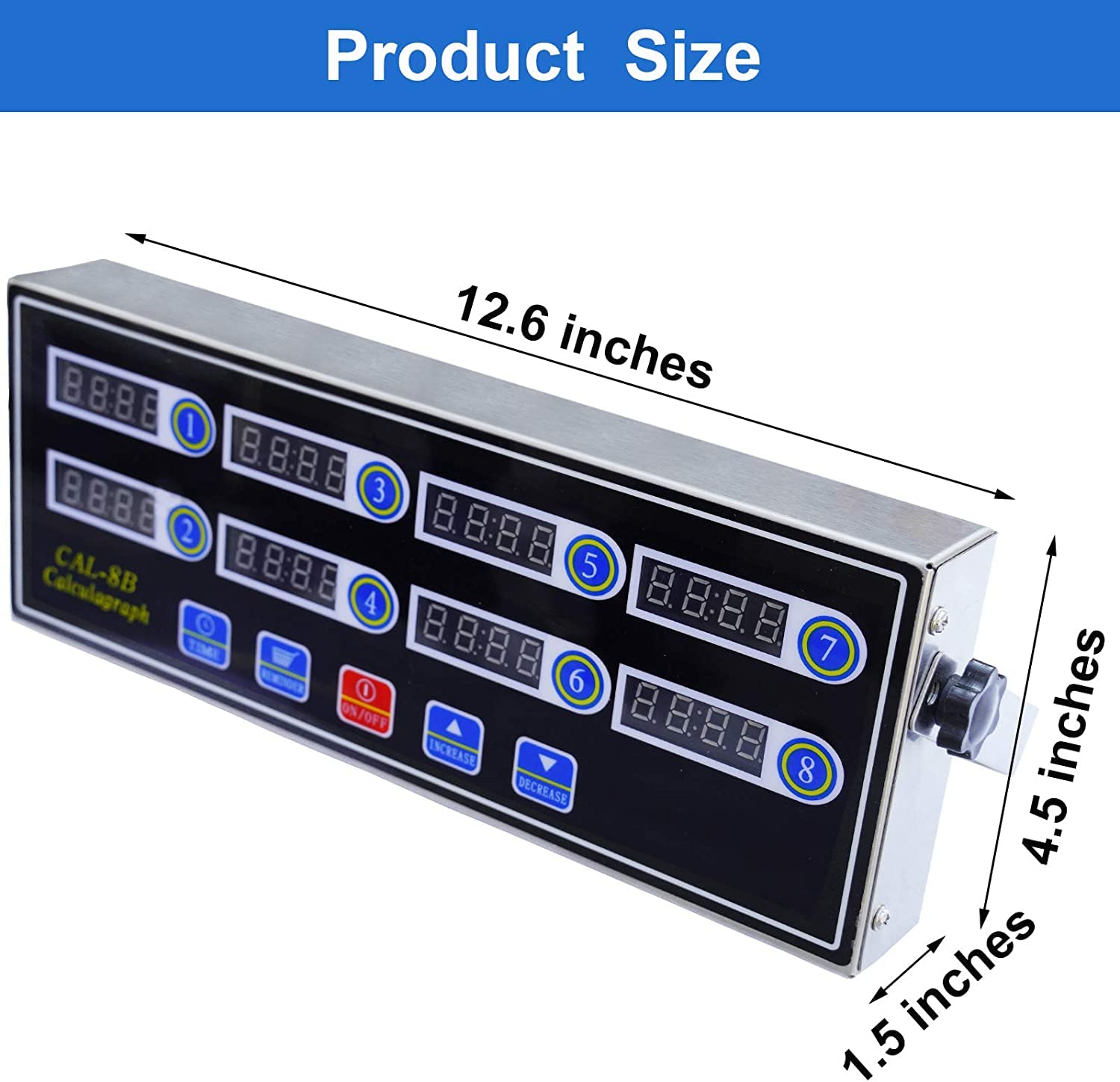 Temporizador de Cocina Digital Comercial de 8 Canales, Temporizador de cálculo de Acero Inoxidable con Alarma Fuerte para Restaurante, Reloj Temporizador para Restaurante, Cocina casera