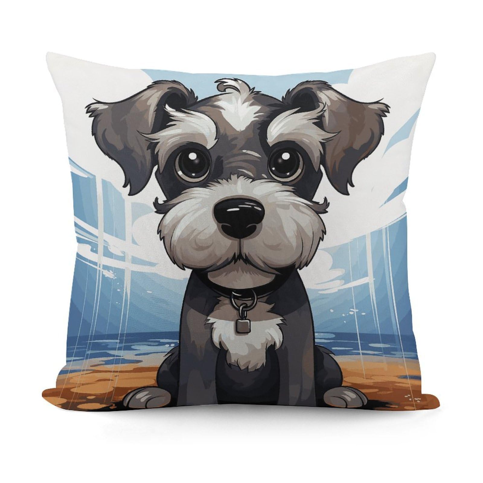 VstaDank Adorable Schnauzer Throw Pillow Covers 18x18 Inch Soft Couch Home Decor Cushion Cover Comfortable Plush Square Cushion Case Farmhouse Decorative Pillowcase for Living Couch