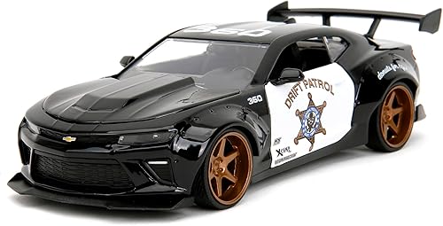 Big Time Muscle 1:24 2016 Chevy Camaro SS Widebody - Coche fundido a presión, juguetes para niños y adultos (policía de la patrulla de deriva)