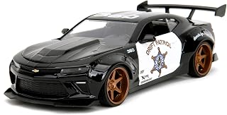 Jada Big Time Muscle 1:24 2016 Chevy Camaro SS Widebody Die-Cast Car, Toys for Kids and Adults(Drift Patrol Police)