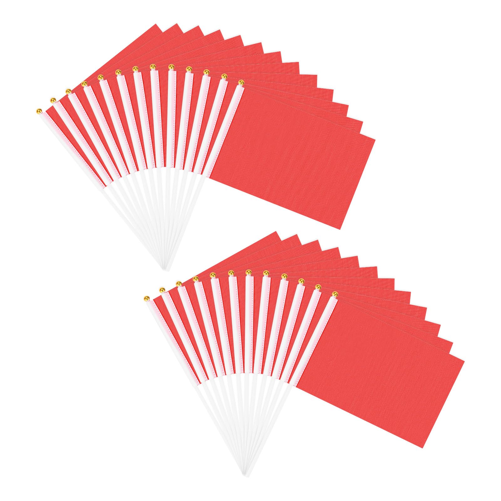 M METERXITY 25-Pack Solid Blank Hand Held Flags 5x8in Polyester Red