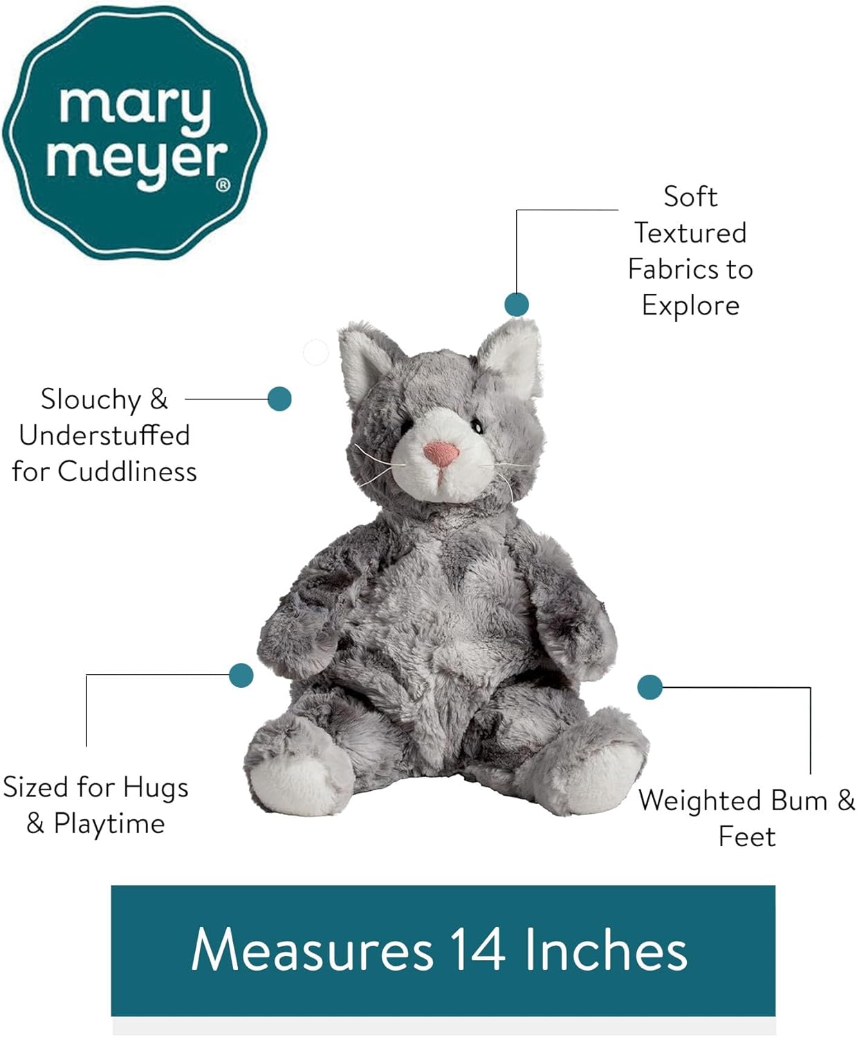 Mary Meyer Stuffed Animal Snuggables Plush Soft Toy, 14-Inches, Kitty