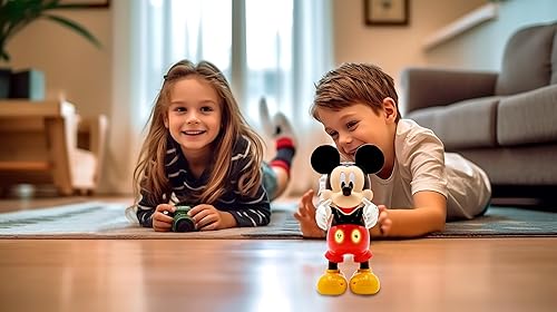 Miniatura 4 de LEXiBOOK - Disney - Mickey Robot bilingüe - InglésEspañol, 100 cuestionarios educativos, Efectos de luz, Danza, programable, articulado, negrorojo -