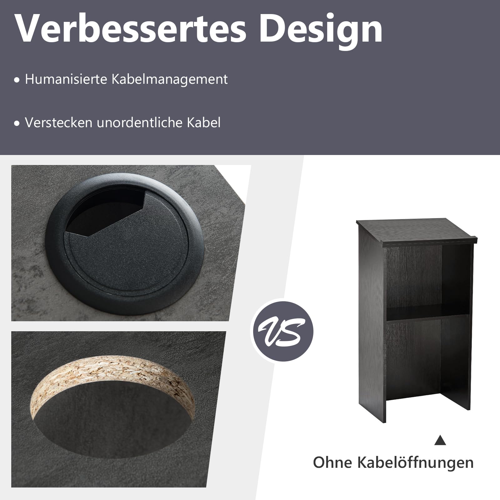 COSTWAY Stehpult, Rednerpult mit Ablagefläche und Kabeldurchführungen, Stehtisch für Klassenzimmer, Kirche, Büro, Restaurant, Seminar (Grau)