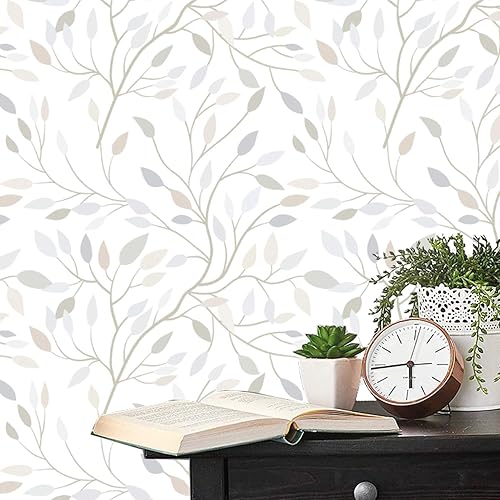 Heroad Papel tapiz floral vintage para despegar y pegar, papel tapiz blanco y negro, papel de contacto autoadhesivo grueso, impermeable, extraíble,