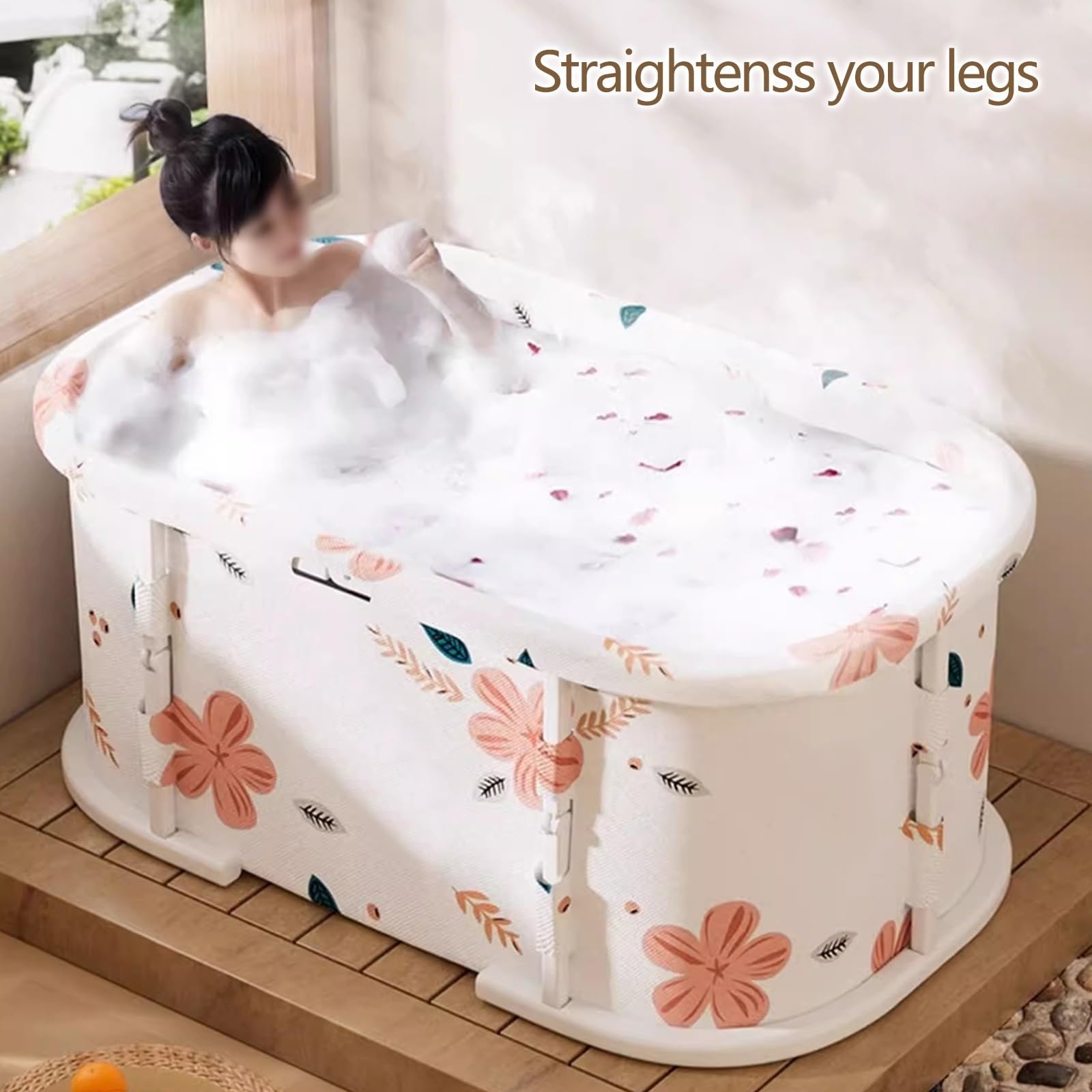 Składana Wanna Dla Dorosłych Przenośna Wanna Podróżna Mobilna Wanna Wolnostojąca Wanna z Hydromasażem Idealna do Domu SPA Łatwe do Przechowywania(100 * 55 * 58cm)