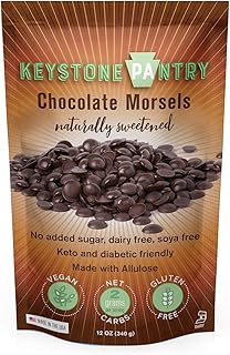 Keystone Pantry – Keto Dark Chocolate Morsels – 12 OZ - Bag – Sugar, Gluten, & Dairy Free – Kosher – Vegan – Diabetic Frie...