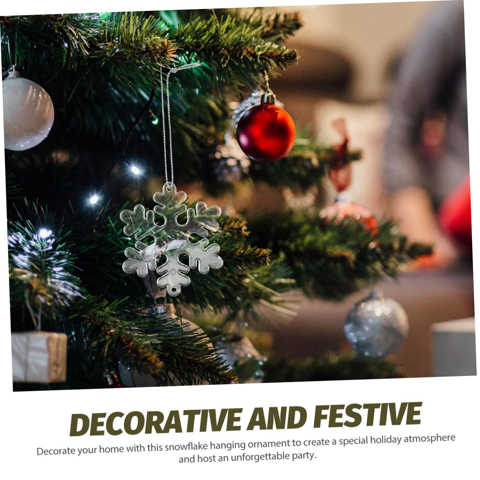 TOPBATHY 200 Pièces Flocon De Neige Transparent Décoration De Flocon De Neige Suspendue Décor De Flocon De Neige Suspendu De Noël Ornements Clairs De Flocon De Neige Acrylique