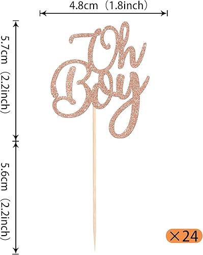 Miniatura 9 de Paquete de 24 adornos para cupcakes Oh Baby Shower con purpurina It's A Boy para cupcakes decoraciones para revelación de género para baby shower,