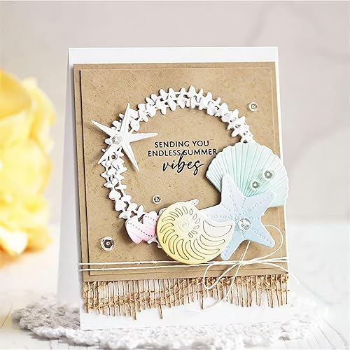 Miniatura 6 de Troqueles de estrella de mar de concha para hacer tarjetas, troqueles de corte de metal, troqueles de papel para álbumes de recortes, suministros de