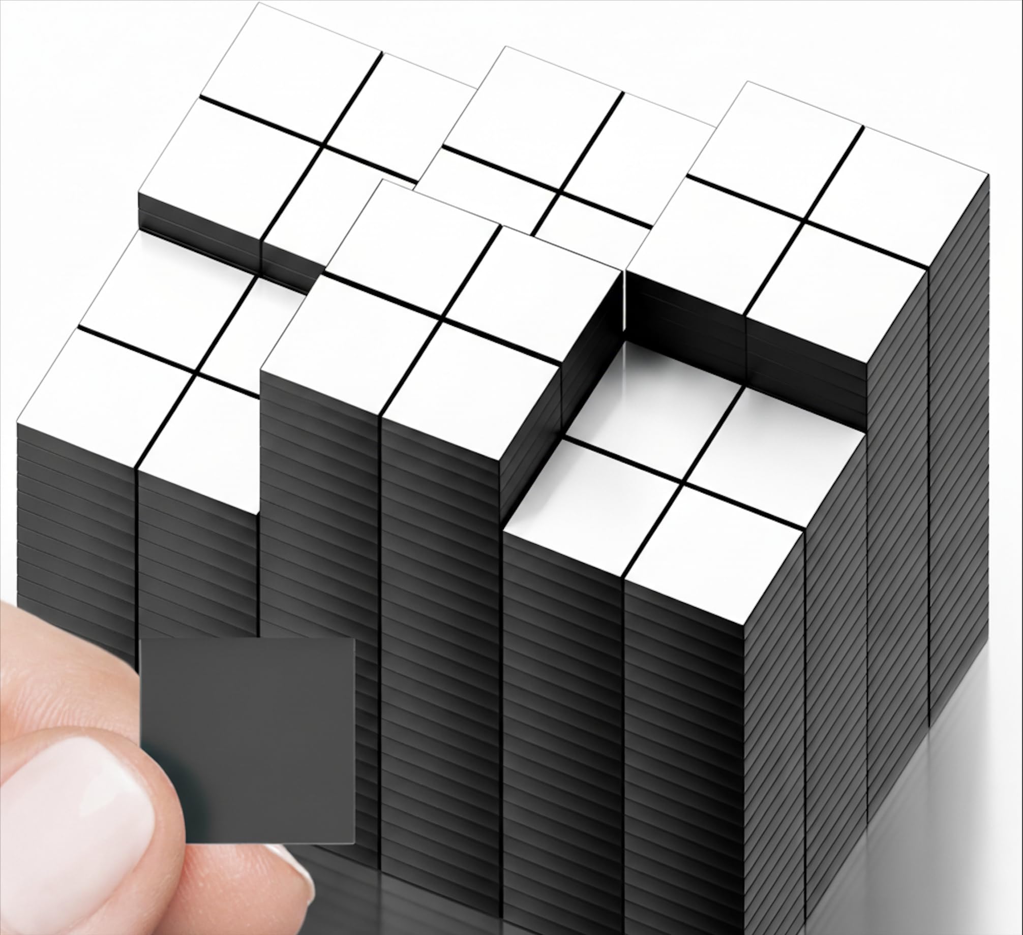 Hyper-Sticky Magnets with Adhesive Backing (350 pcs) - Strong Magnetic Squares for Whiteboard, Fridge, Crafts - Easy to Cut Stickers for Planning and Organization - Science Education Magnets