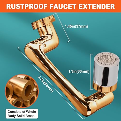 Miniatura 28 de Spurtar Extensor de grifo de baño giratorio de 1440° Se adapta a roscas G1/2 pulgadas 55/64 pulgadas 15/16 pulgadas No apto para Delta, Moen