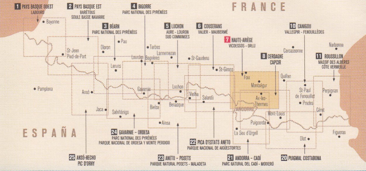 N ° 7 Haute-Ariège, Vicdessos, Orlu 1:50.000 carte topographique randonnée (Pyrénées)