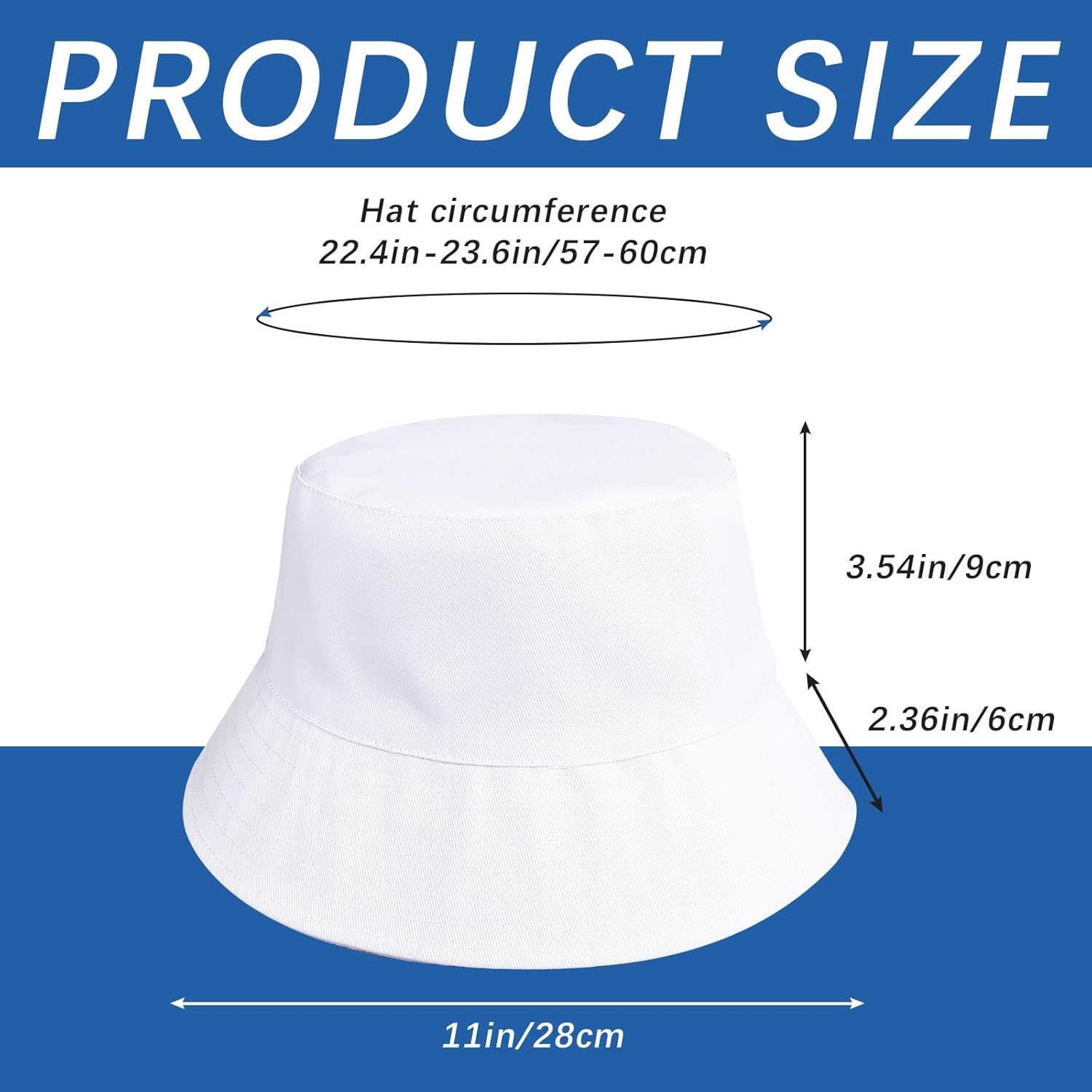 Cotton Bucket hat, White, Unisex, Suitable for the Beach, Outdoor Camping and Everyday wear.