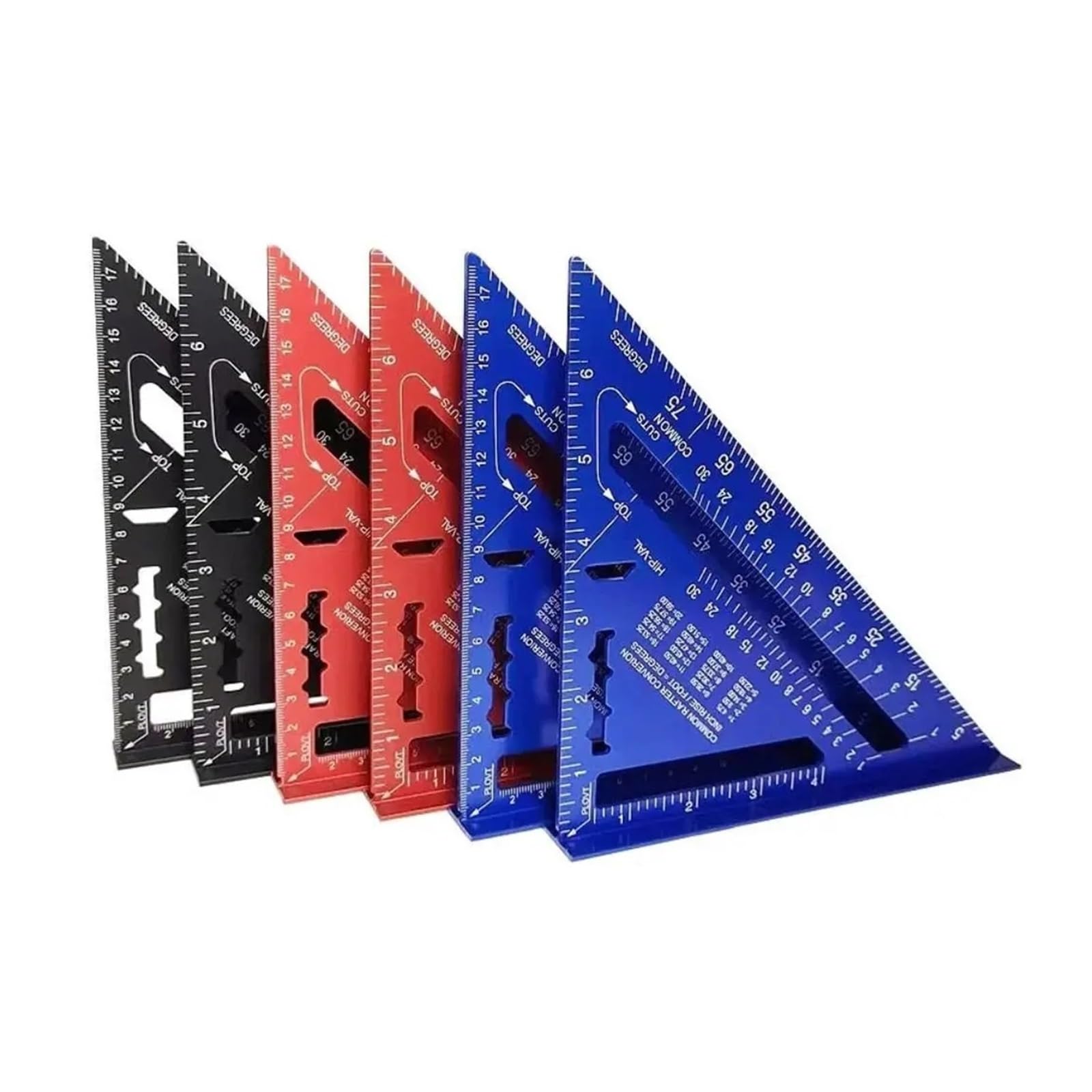 Mikrometer 7 zoll Dreieck Lineal Messung Werkzeug Aluminium Legierung Zimmermann Werkzeuge Zoll Metrisches Winkel Geschwindigkeit Platz Holzbearbeitung(Red-metric)