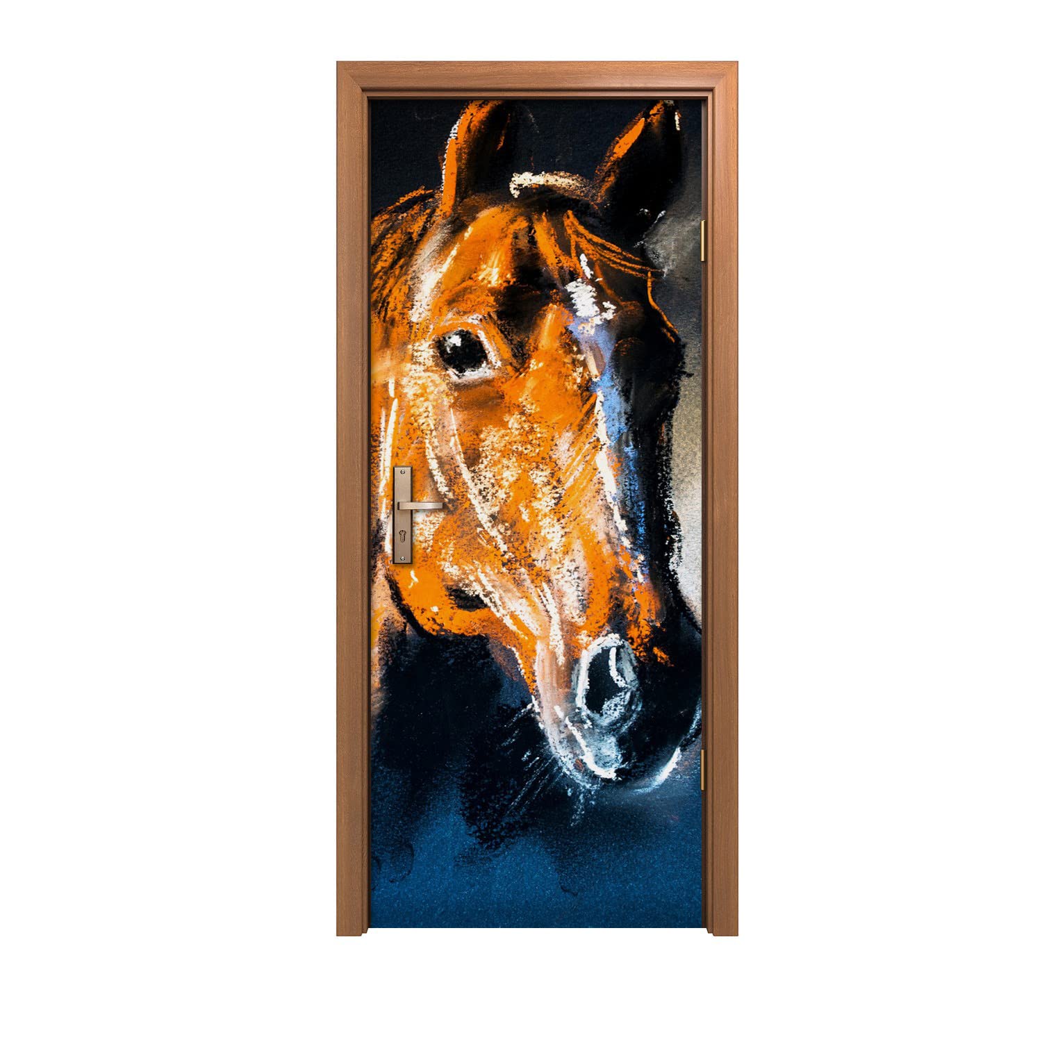 Autocollant de porte cheval decoration interieure pour chambre et couloir