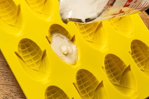 Miniatura 3 de Mobi Molde de silicona para hornear de 12 perros de maíz, amarillo