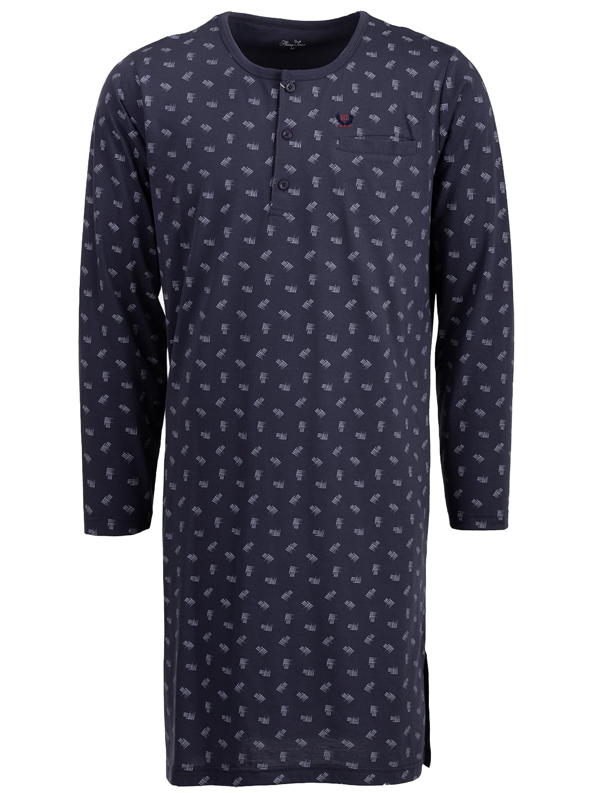 Chemise de nuit à manches longues pour homme Col montant Taille M-3XL