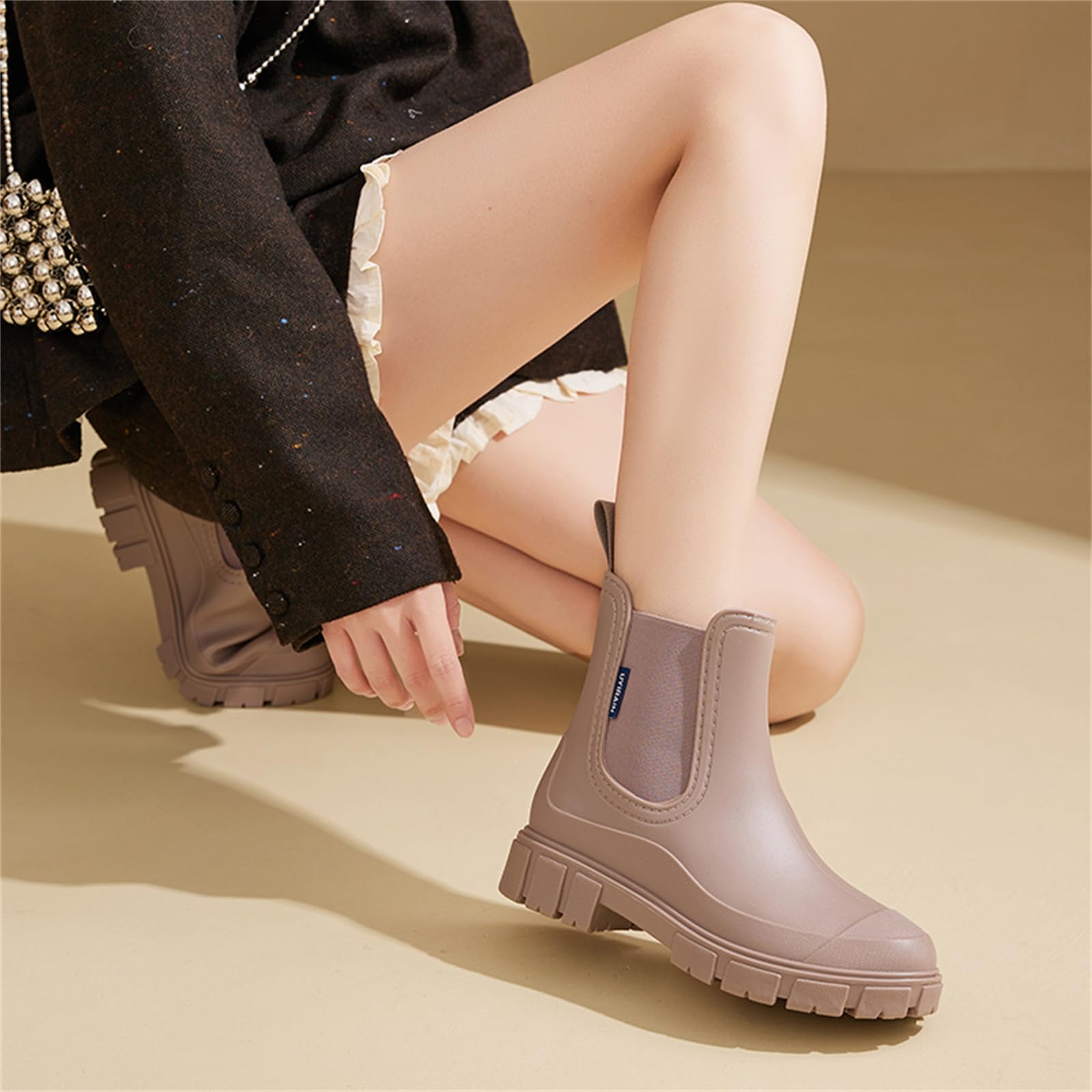 AONEGOLD Lluvia Botines Impermeables Botas Mujer Antideslizante Tobillo Boots Botines de Caucho Moda Jardín Trabajo