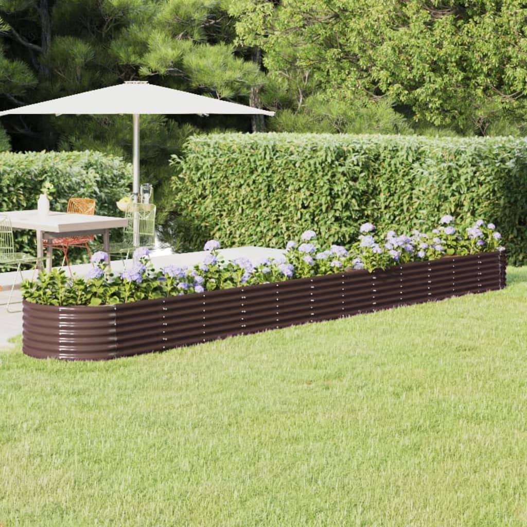 IKAYAA Raised Beds for Garden Metal Raised Bed Galvanised Steel Outdoor Planters Garden Planter for Herb Growing Fruits Flower -brown-512 x 80 x 36 cm