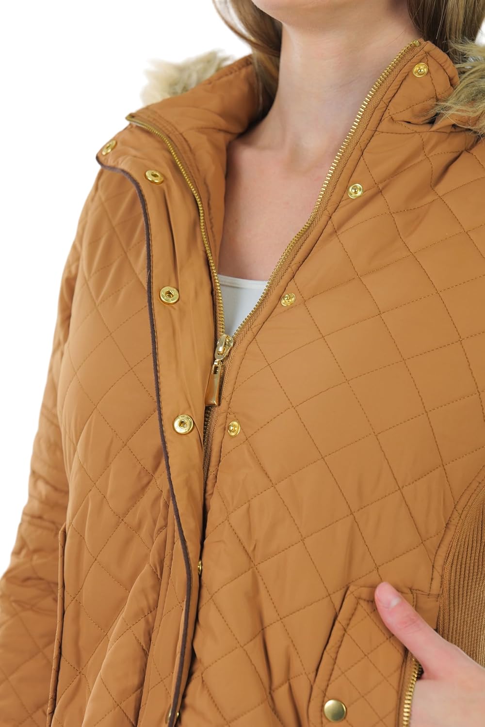 ToBeInStyle Women's Padded Warm Diamond Quilted Jacket Fully Lined w/Pockets - Image 6