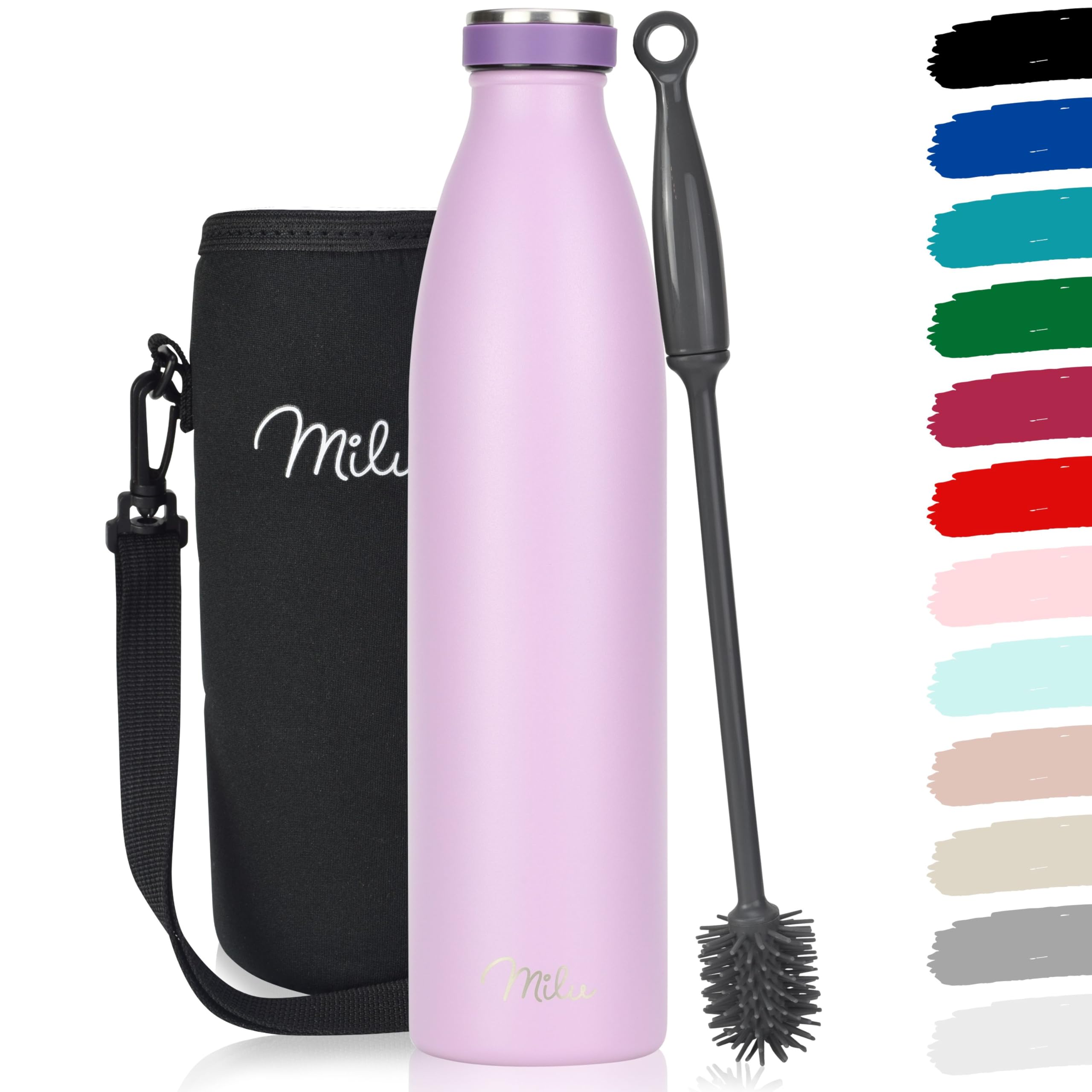 Milu Stainless Steel Drinking Bottle 350 ml - Insulated Thermo Flask for Water - Leak Proof, Insulated and Double Walled, Carbonated (Grey, 350 ml) — view 88