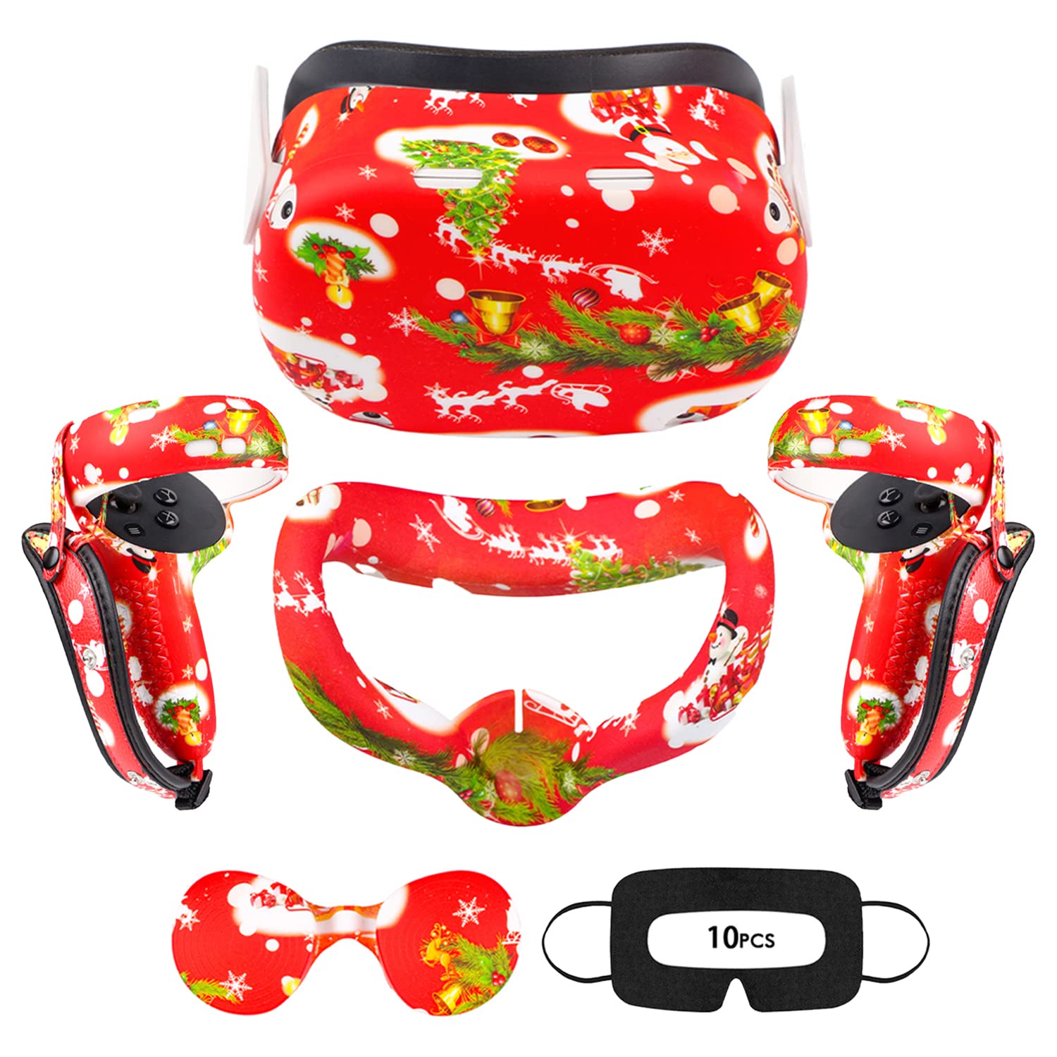 Relohas Accessories for Oculus Quest 2, Touch Controller Grip Leather Cover, Front Face Protector Cover, Silicone Face Cover, Lens Protective Cover The Best Gifts for Christmas and Halloween