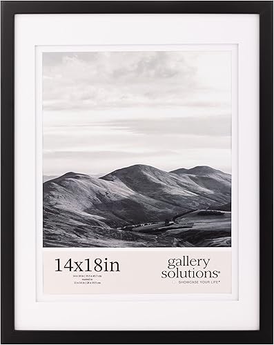 Gallery Solutions - Marco para cuadros con doble paspartú Airfloat de 14"x18" - Elegante diseño negro/blanco para montaje en pared - Montaje en