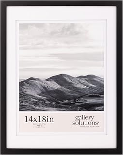 Gallery Solutions - Size 14"x18" Double Airfloat Mat Picture Frame - Sleek Black/White Design for Wall Mounting - Rectangular Wall Mount - Poster Frame - Lightweight Wall Frame