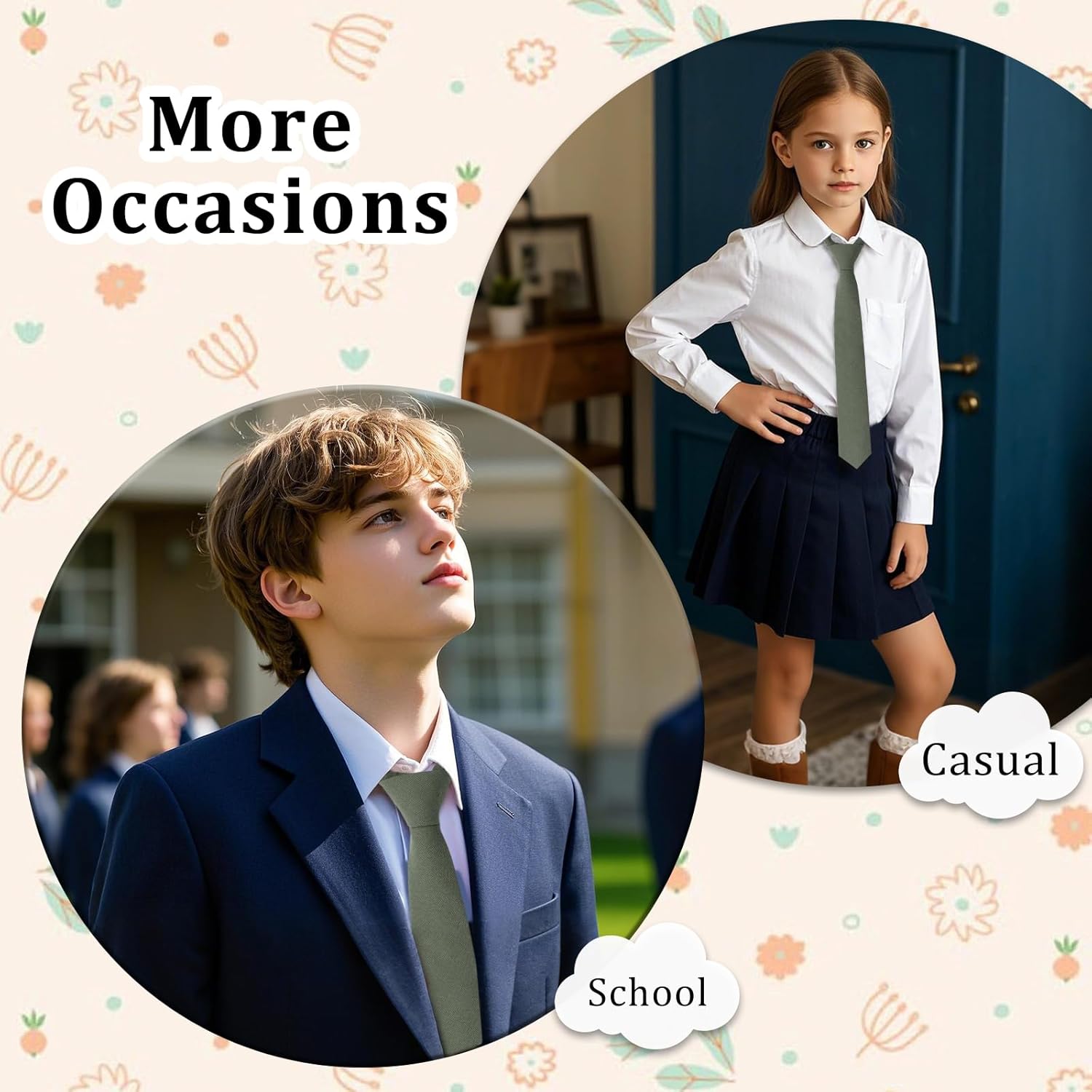 Boys Tie Self-tied Cotton Ties for Boys, Solid Color Kids Tie for School Uniforms Graduations Parties Daily Wear - Image 6