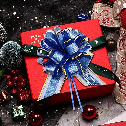 Miniatura 6 de OPSFALCON 6 piezas de lazos grandes con diseño floral azul para tirar, lazos para envolver regalos, bodas, cumpleaños, Navidad, día de San Valentín,