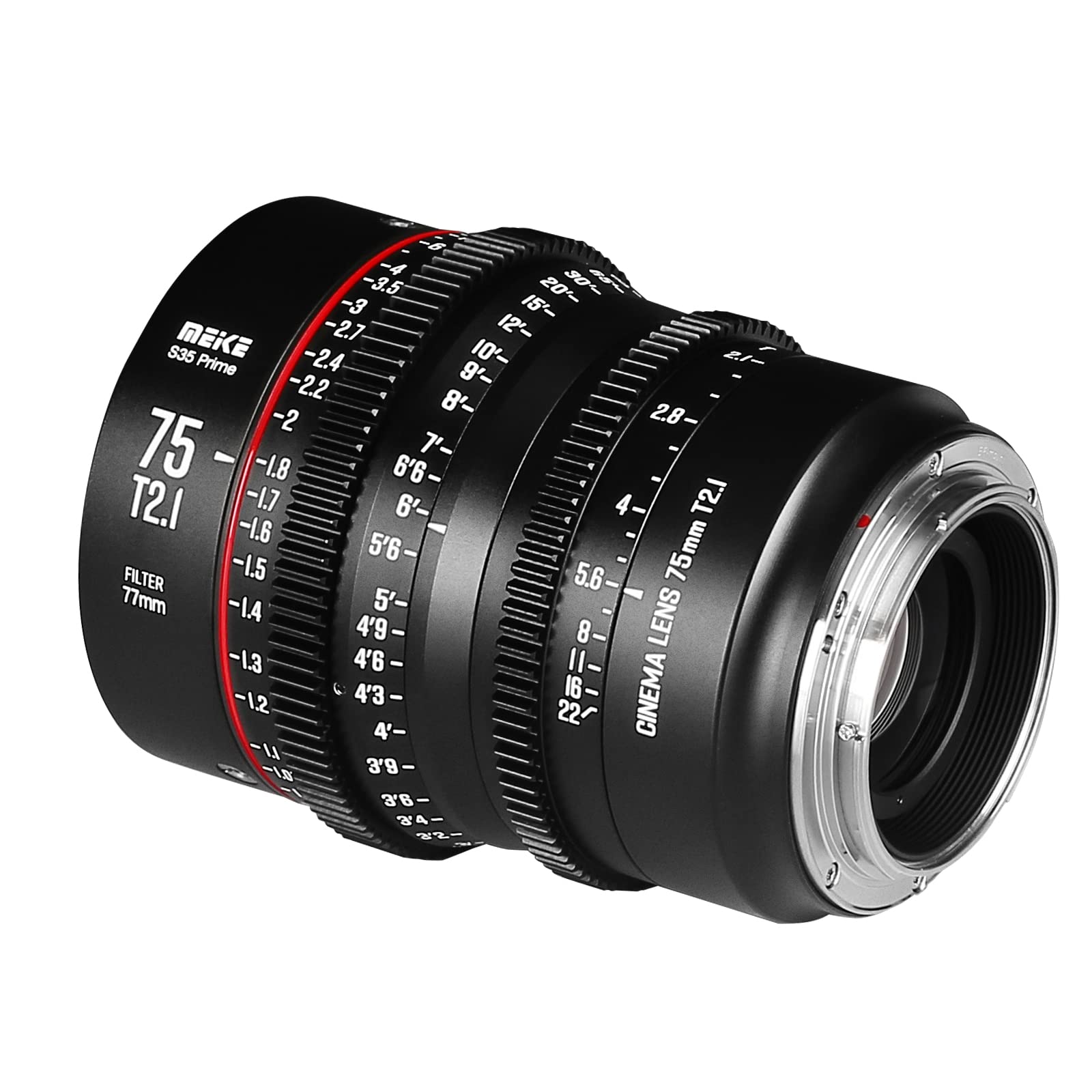 Meike Obiettivo Prime Cinema grandangolare con messa a fuoco manuale T2.1 S35 da 75 mm per Canon EF Mount
