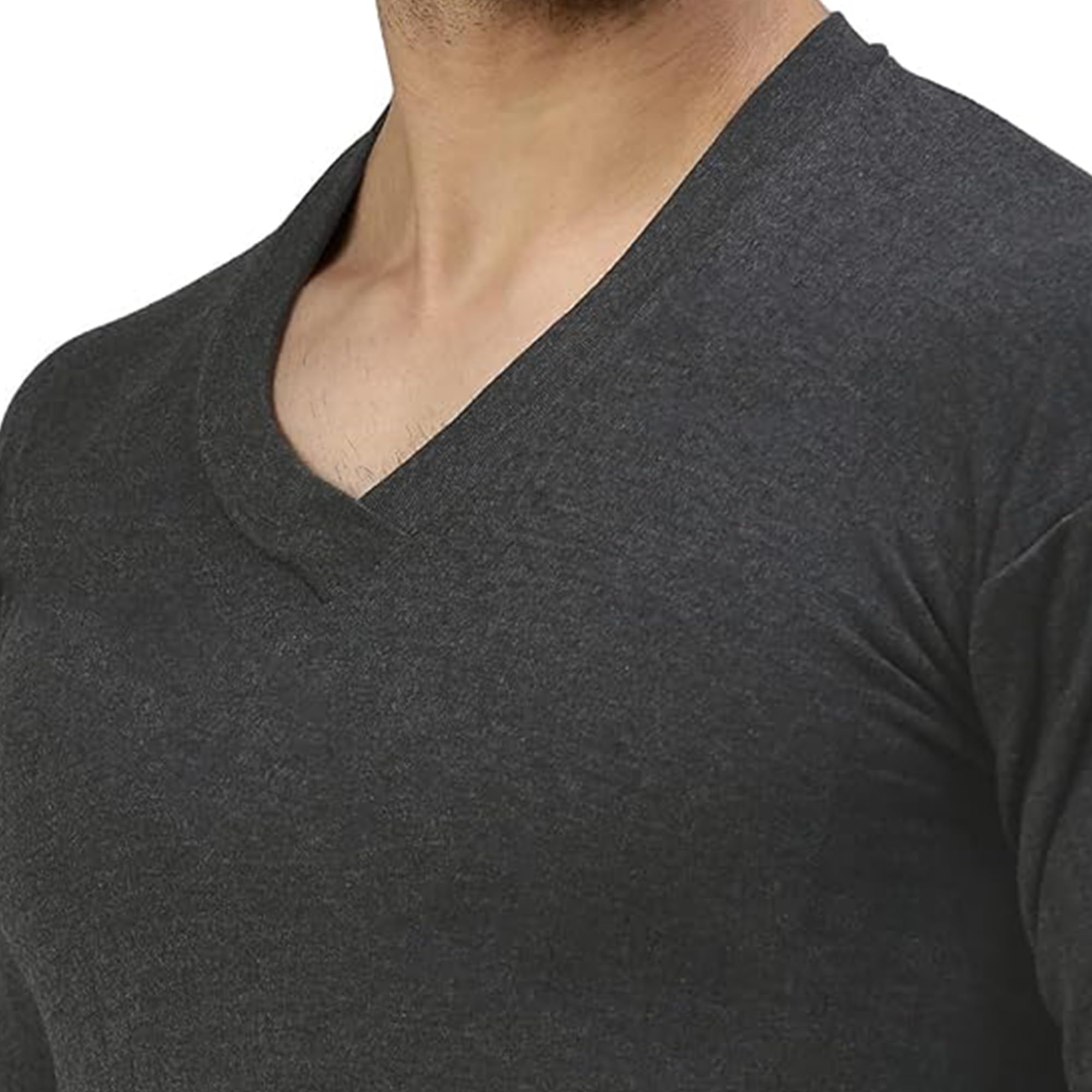 Amul Comfy Men's Kashmira V Neck Full Sleeve Top|Super Combed Cotton Rich Regular Fit Body Warmer Thermal Top | Soft, Breathable & Naturally Insulated Winter Thermal Undershirt Top Black - Image 5 thumbnail
