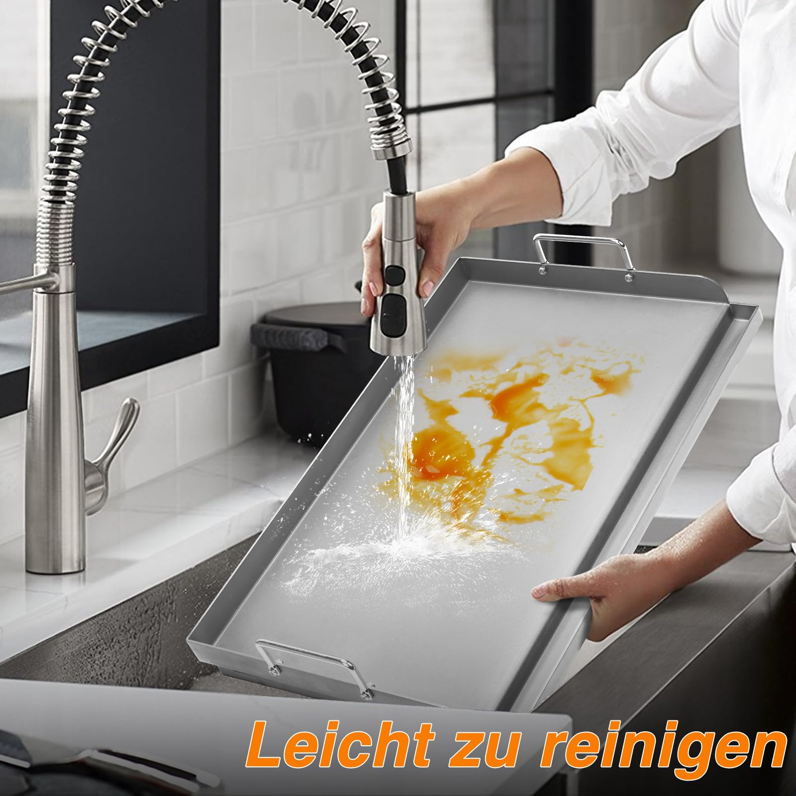 Universal BBQ Plancha Grillplatte Griddle für Weber Gasgrill und Holzkohlegrill, Grillplatten für Burger, Gasgrill und mehr, Rechteckig,63,5 x 40,6 CM Universal Grillpfanne mit Abnehmbarer Griff
