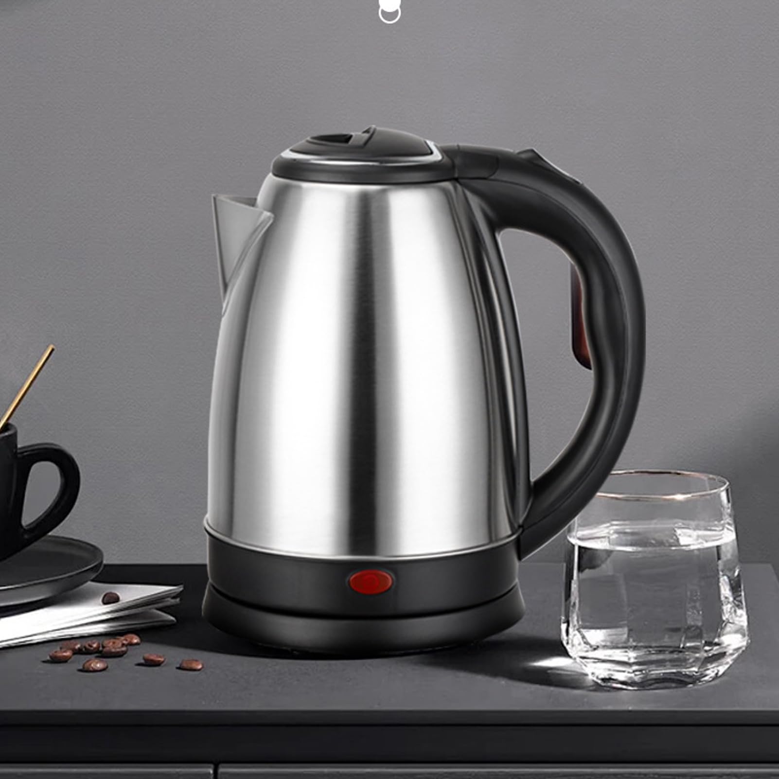 Elektryczny Czajnik Stalowy Nierdzewny, 2L, 1500W, Automatyczne Wyłączanie Zabezpieczenie Silver,2L
