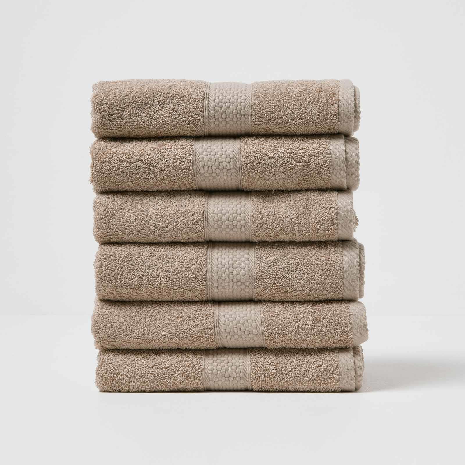 Homescapes Naturel Stone Hand Towel Set Of 6 Turkish Cotton
