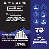 Vista 5 de Café Peak State con Beneficios - Granos Orgánicos de Café de Setas - Tostar Oscuro Adaptógeno STRESS LESS con Reishi y Chaga - Libre de Moho, Libre