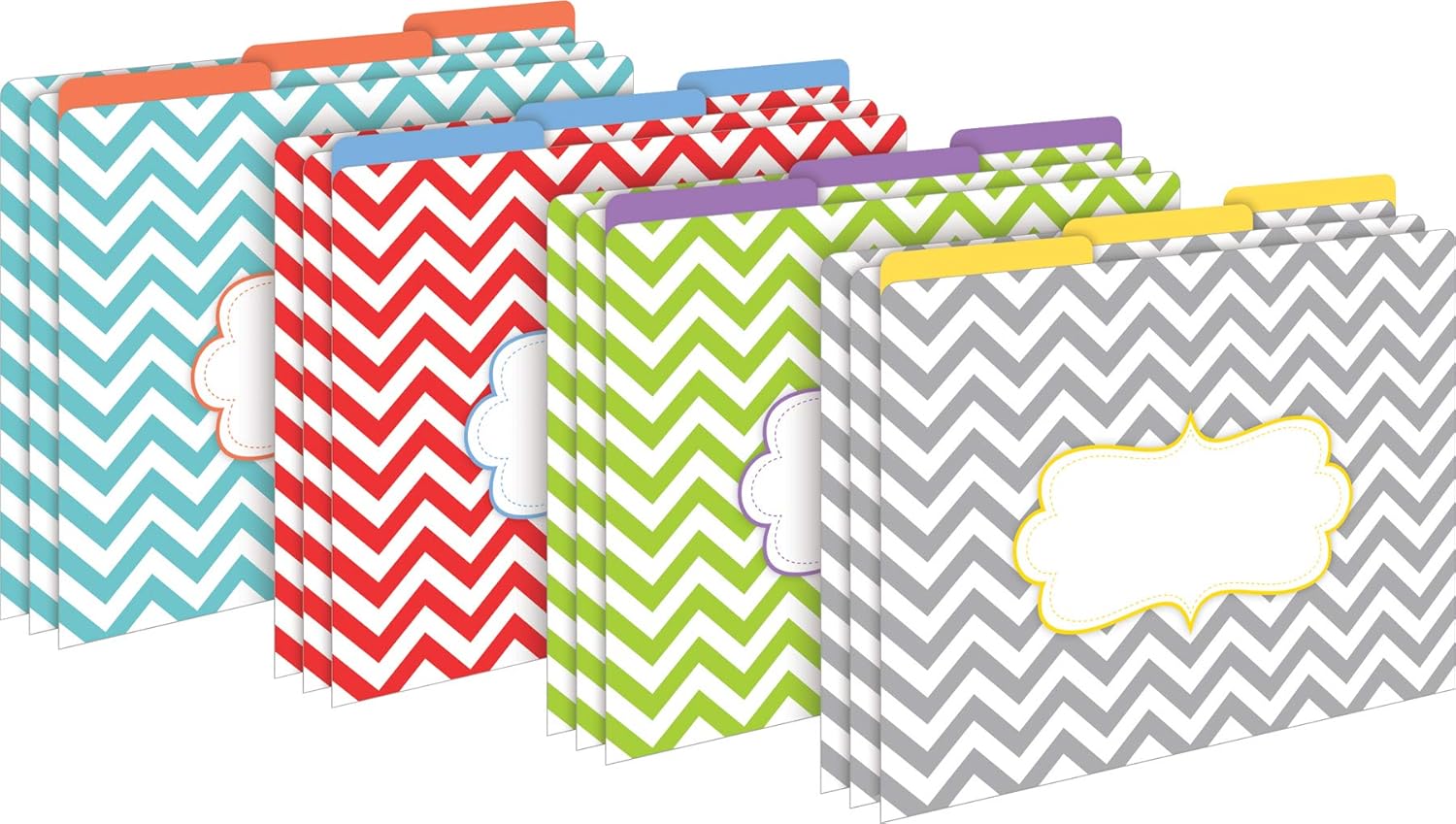 Barker Creek Beautiful Chevron File Folders Now on Durable 14pt Stock, 12/PK, Letter Size, 1/3 Cut Tabs, Reversible, Home, School and Office Supplies (2010)