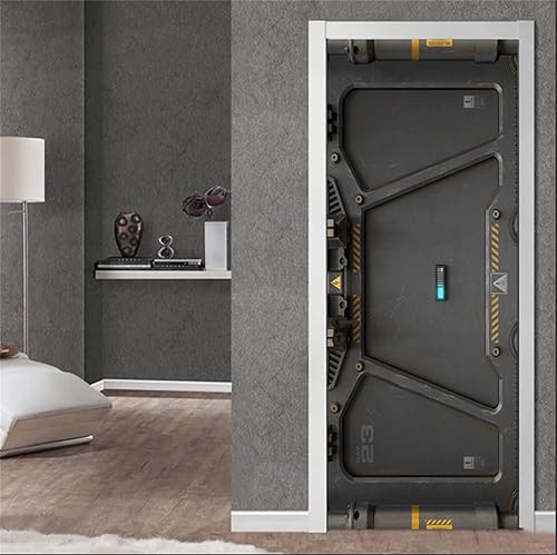 Miniatura 2 de artfanke Adhesivos para puerta de ciencia ficción 3D con teclado adhesivos para puerta de despegar y pegar papel tapiz autoadhesivo de PVC para