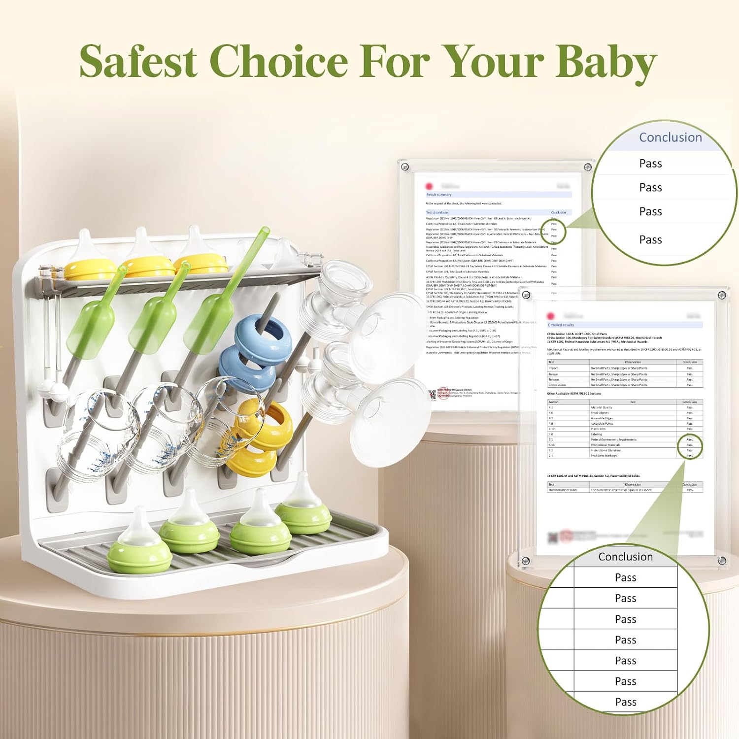 Lifewit Baby Bottle Drying Rack with 10 Hooks, Newborn Essentials Must Haves, Bottle Storage Organizer for Countertop, Cabinet, Rack Dryer Holder for Pacifiers, Pump Parts, Baby Stuff