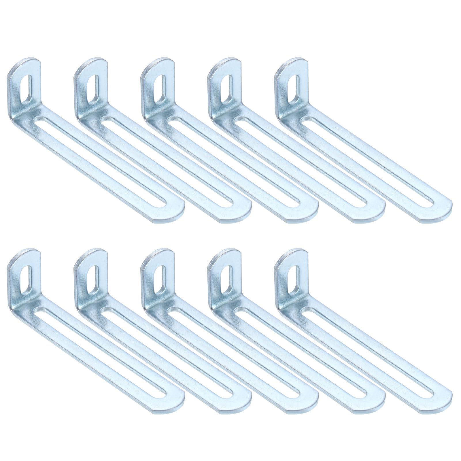 sourcing map 10 Pcs Adjustable Right Angle Brackets, Slotted L-Shape Corner Bracket 100mm, 90 Degree Steel l Bracket Support for Shelves, Wood Furniture Construction, Silver