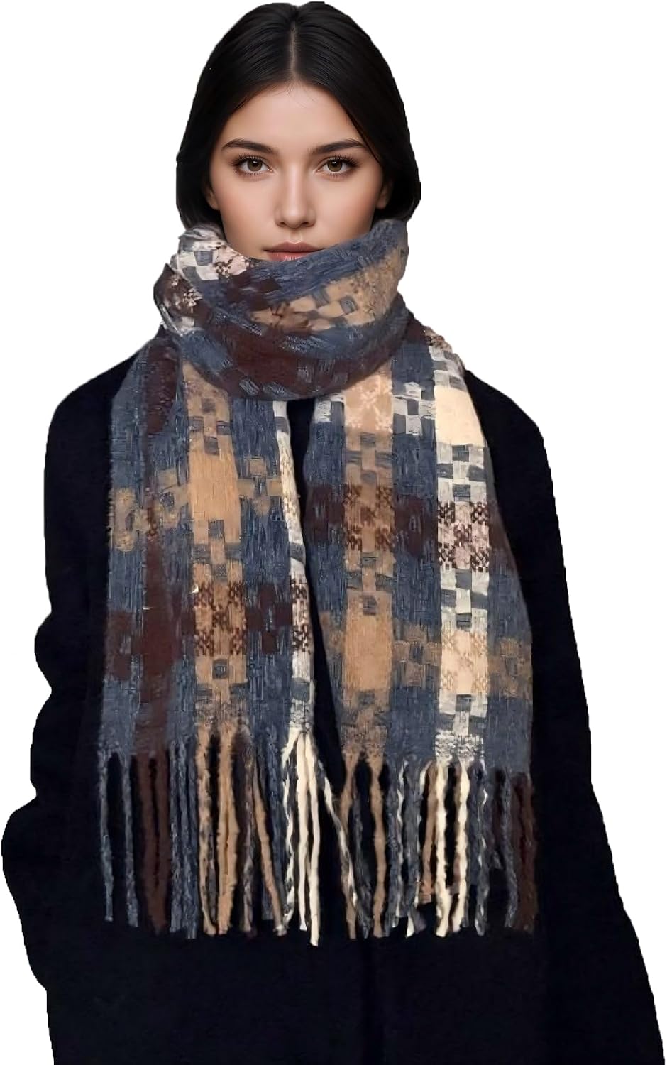Plaid Winter Scarf for Women,Cashmere Feel Oversized Soft Warm Shawl Wrap, Thick Blanket Scarf for Cold Weather
