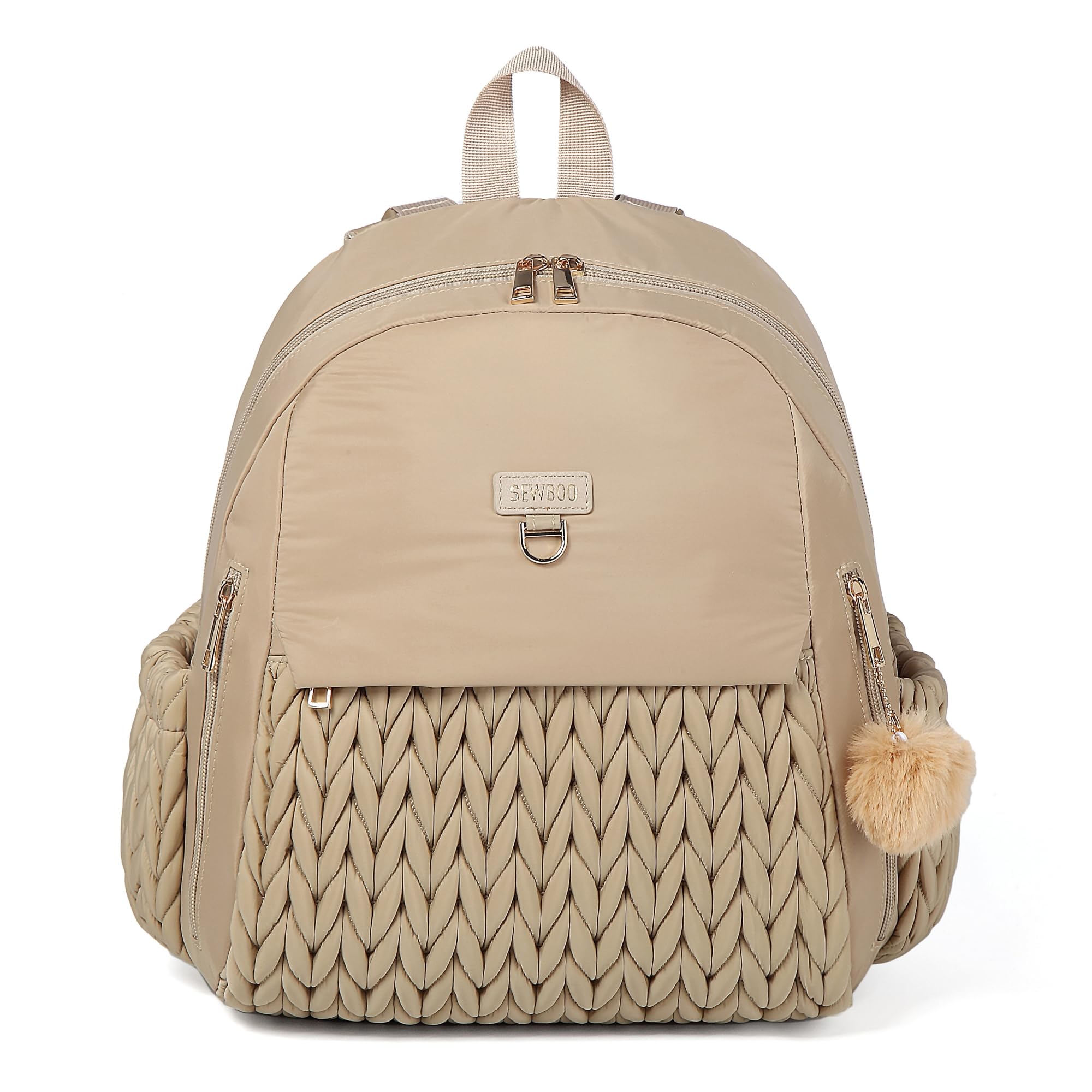 Diaper Bag,Newborn Baby Backpack,Waterproof and Stylish Travel Back Pack with Changing Pad for Women and Girls (Beige)