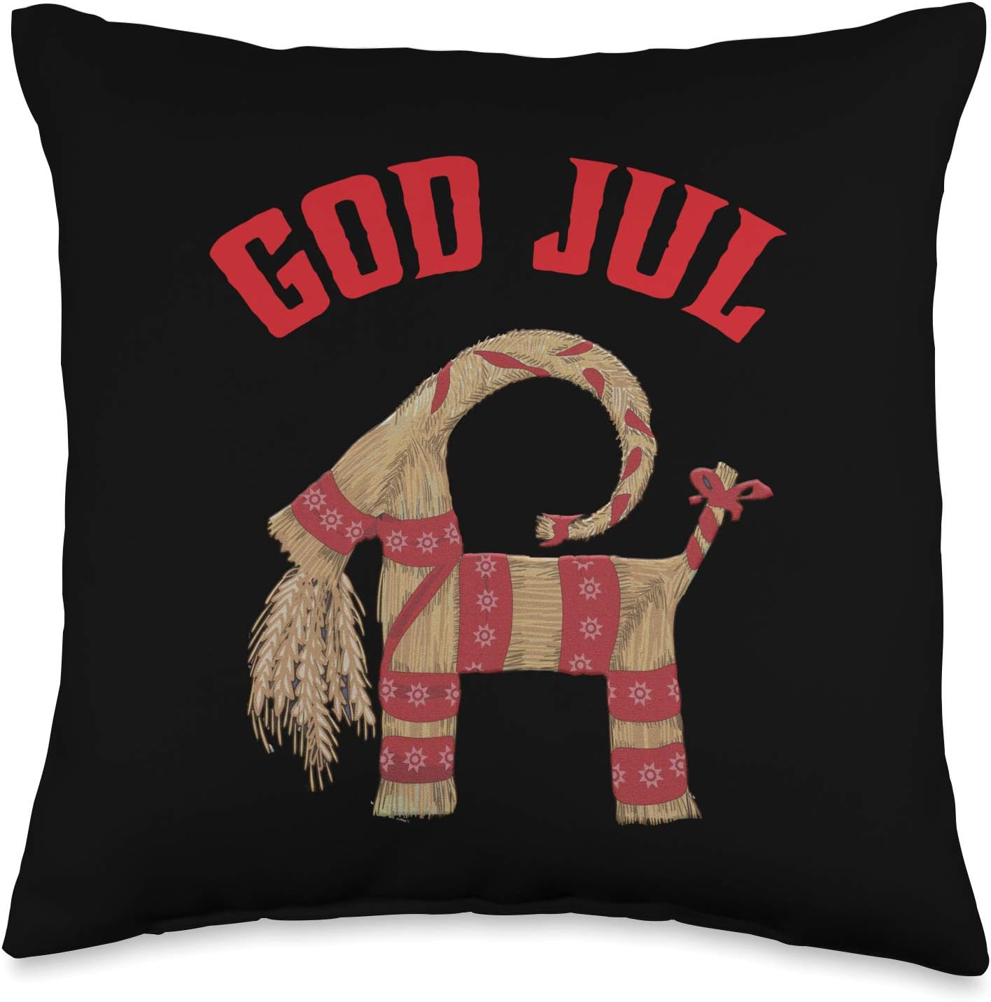 Swedish Straw Christmas Goat God Jul Nordic Julbock Throw Pillow