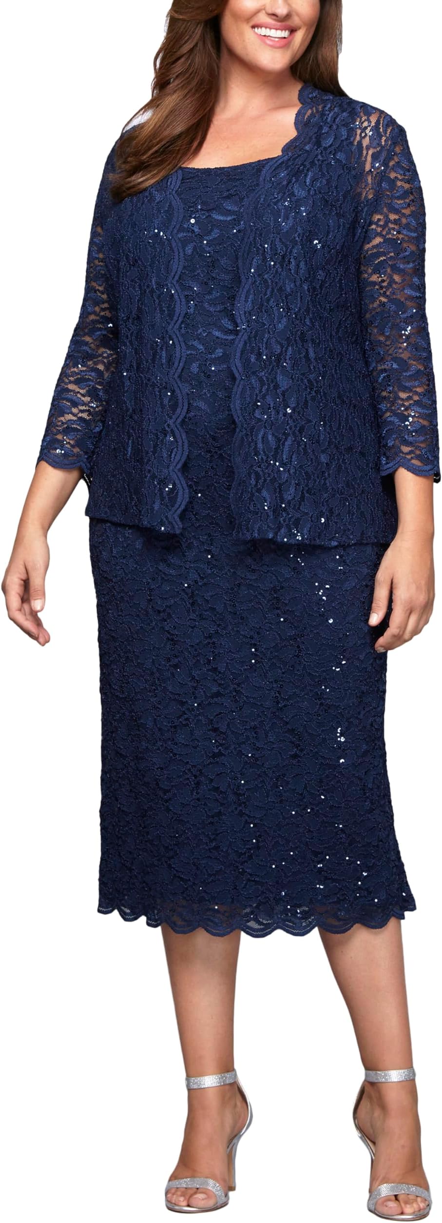 Plus Sheath Lace Jacket Dress