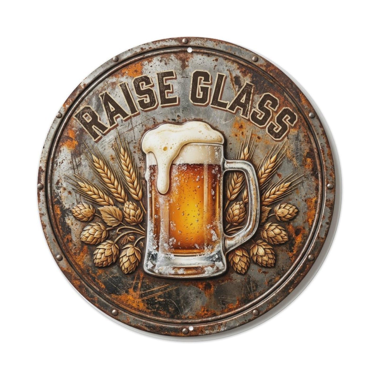 Fyrn Style Metal Tin Sign Vintage Beer Rustic Raise Glass Retro Bar For Pub