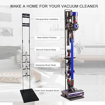Vacuum Stand for Dyson,Vacuum Accessories Stable Metal Storage Bracket Holder for Dyson Handheld V15 V11 V10 V8 V7 V6 Cordless,DC30 DC31 DC34 DC35 DC58 DC59 DC62 DC74(Black) ...
